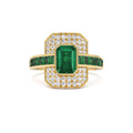 14k Unique Emerald and Diamond Art Deco Ring by Orlina Fine