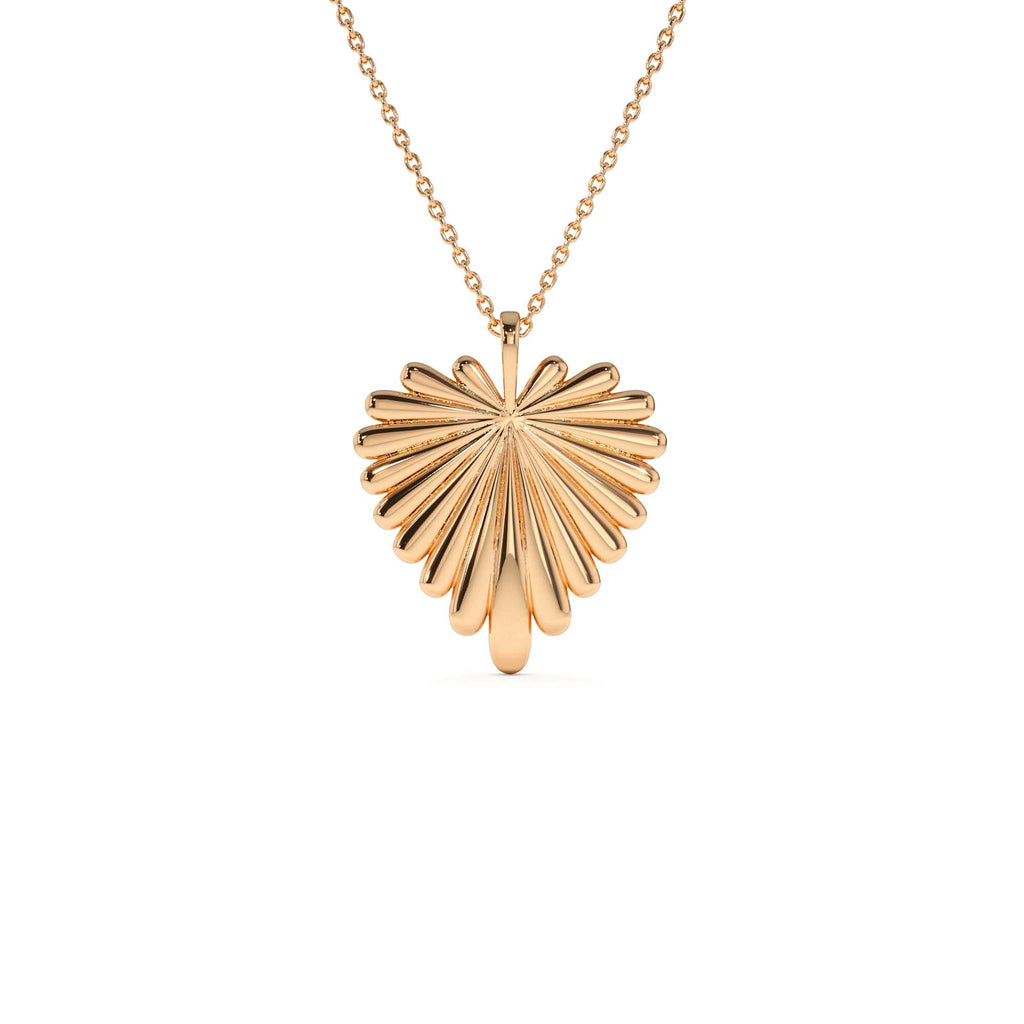 14K Solid Gold Sunburst Heart Necklace - view 2