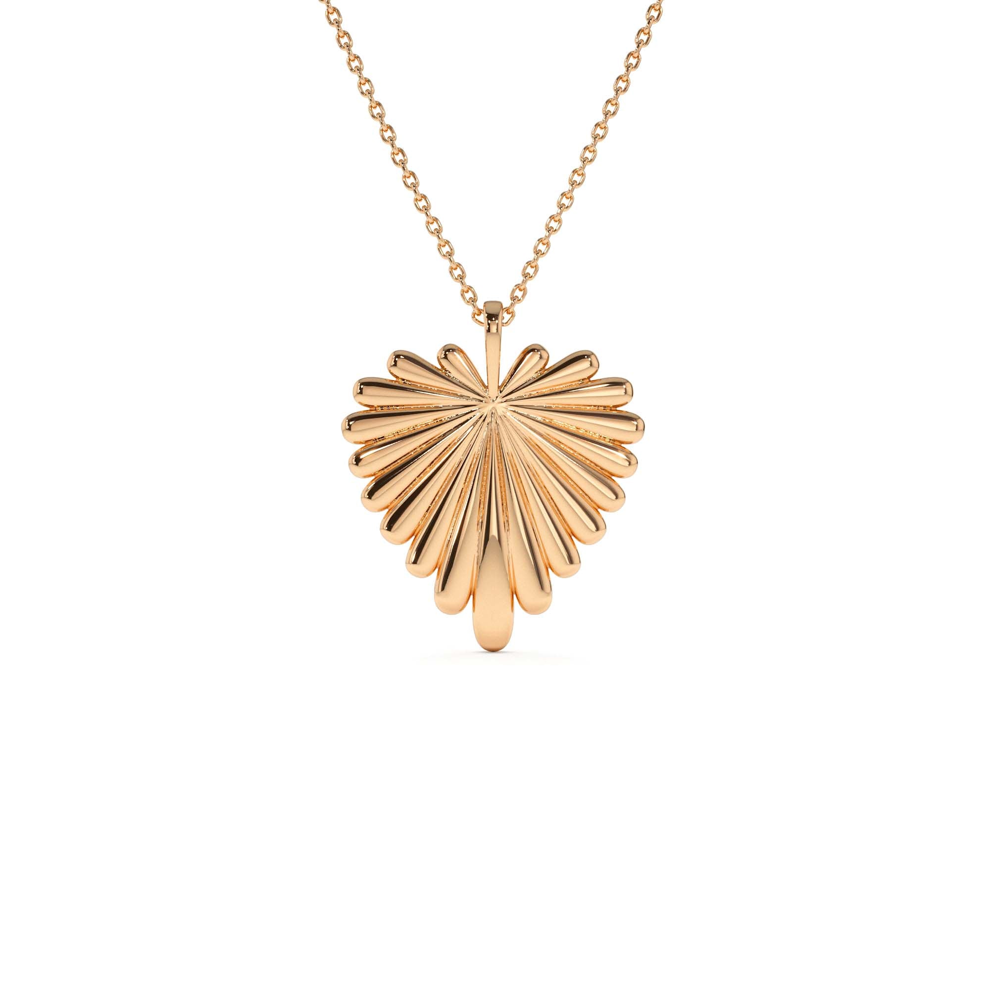 14K Solid Gold Sunburst Heart Necklace - view 2