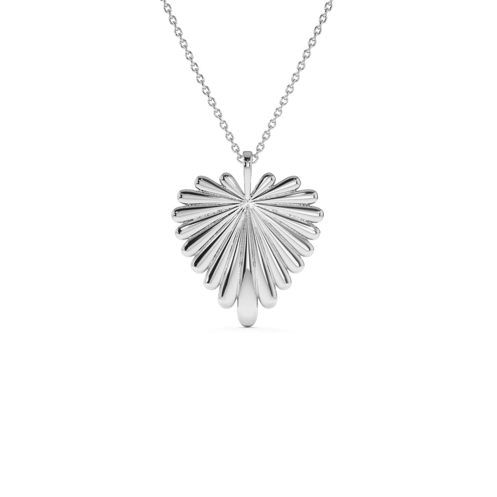 14K Solid Gold Sunburst Heart Necklace - view 3