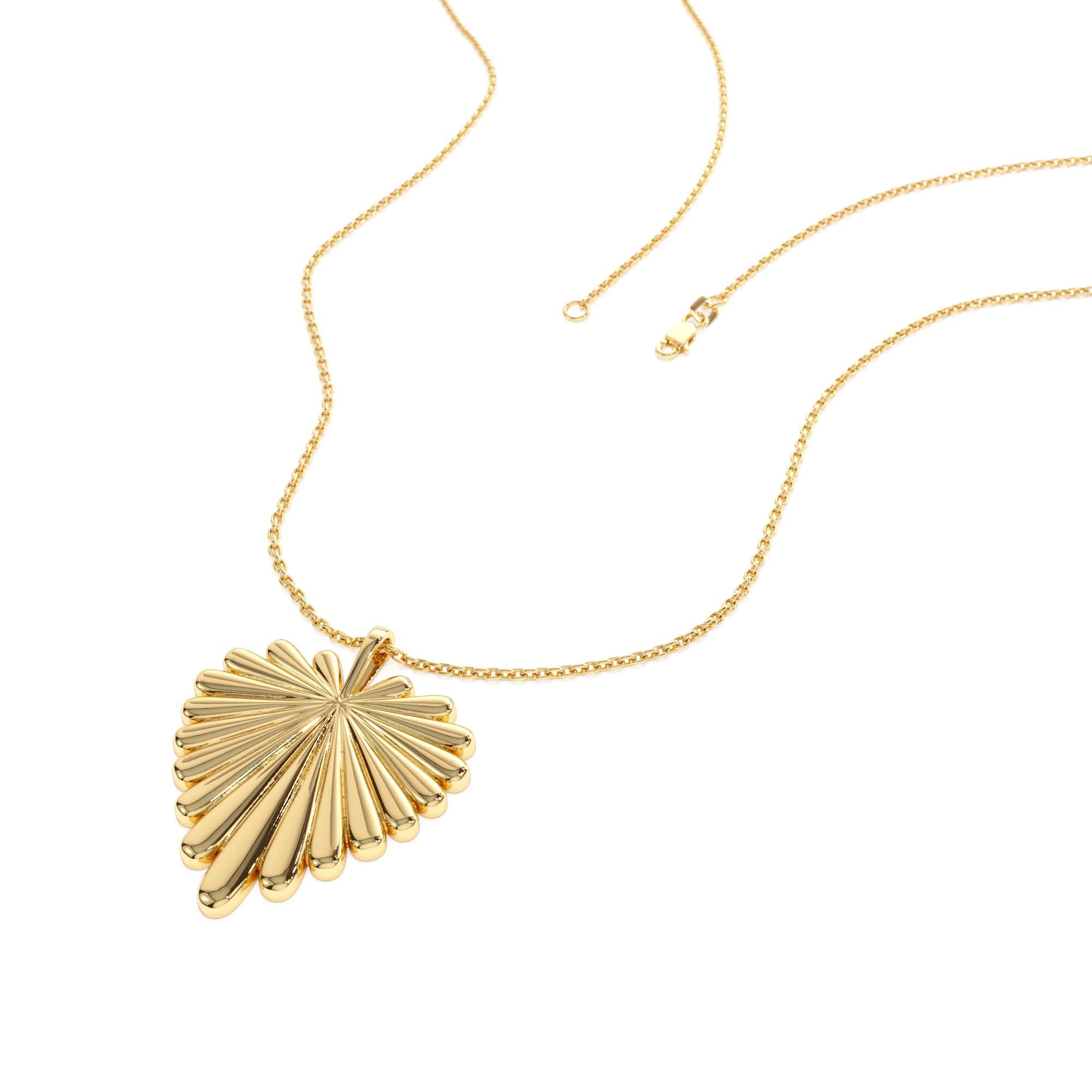 14K Solid Gold Sunburst Heart Necklace - view 4