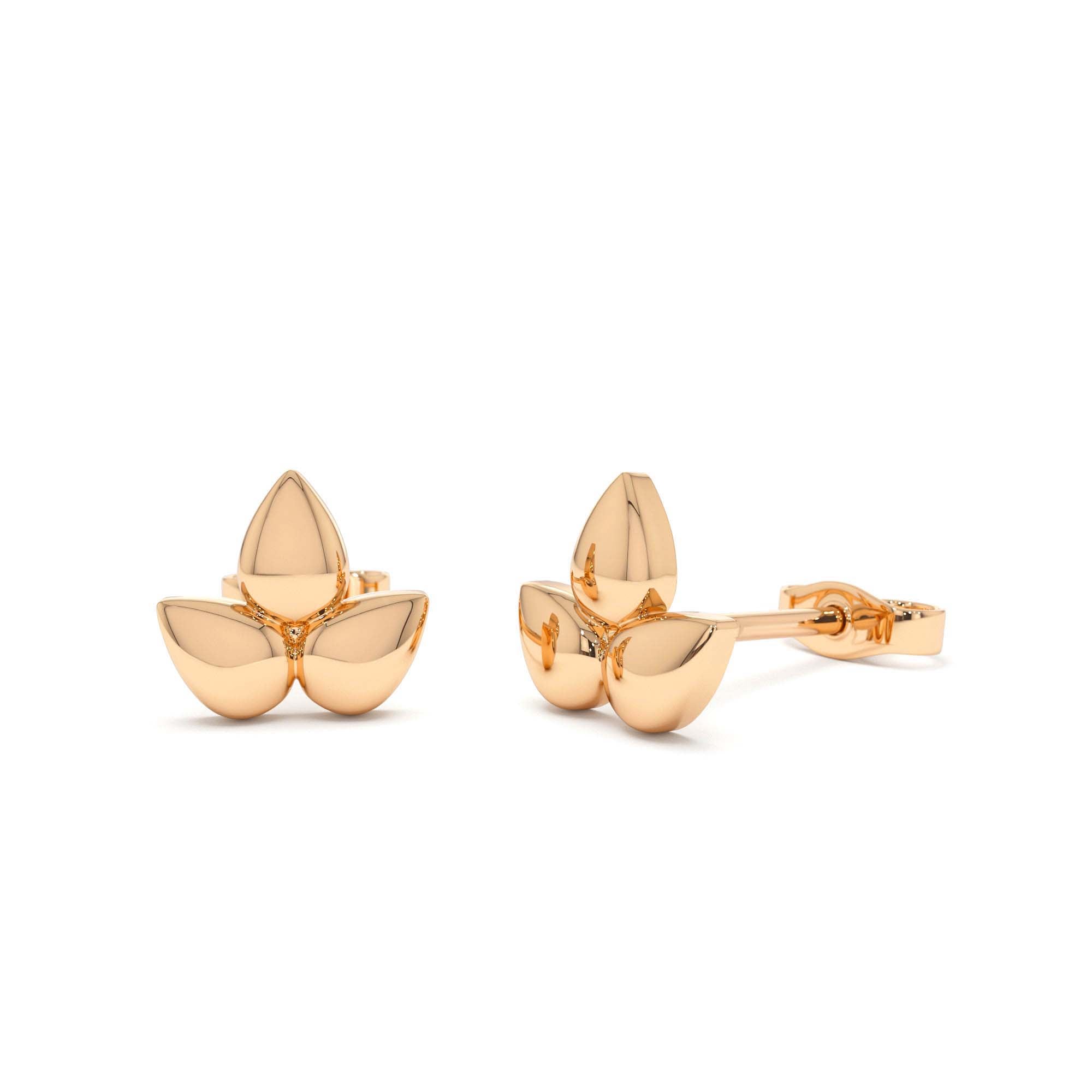 14K Trio Petal Stud Earrings - view 2