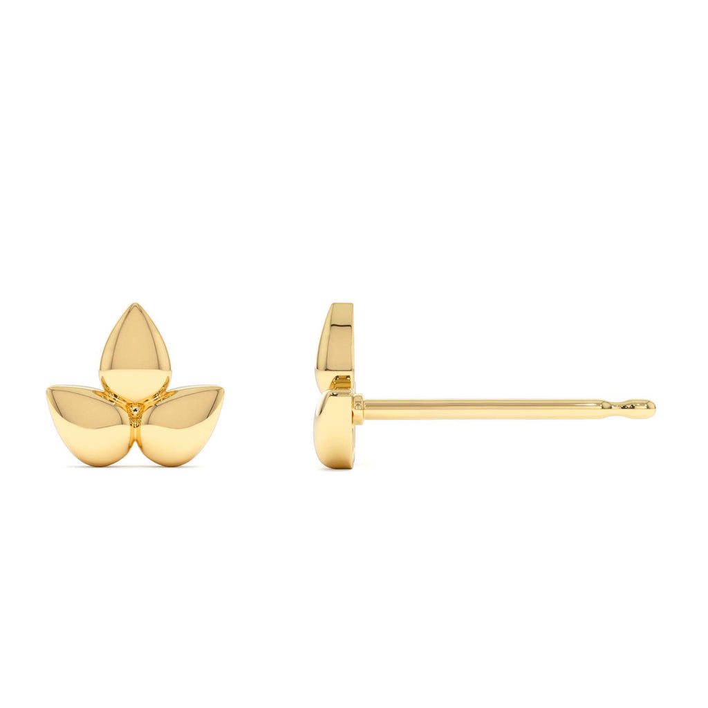 14K Trio Petal Stud Earrings - view 4