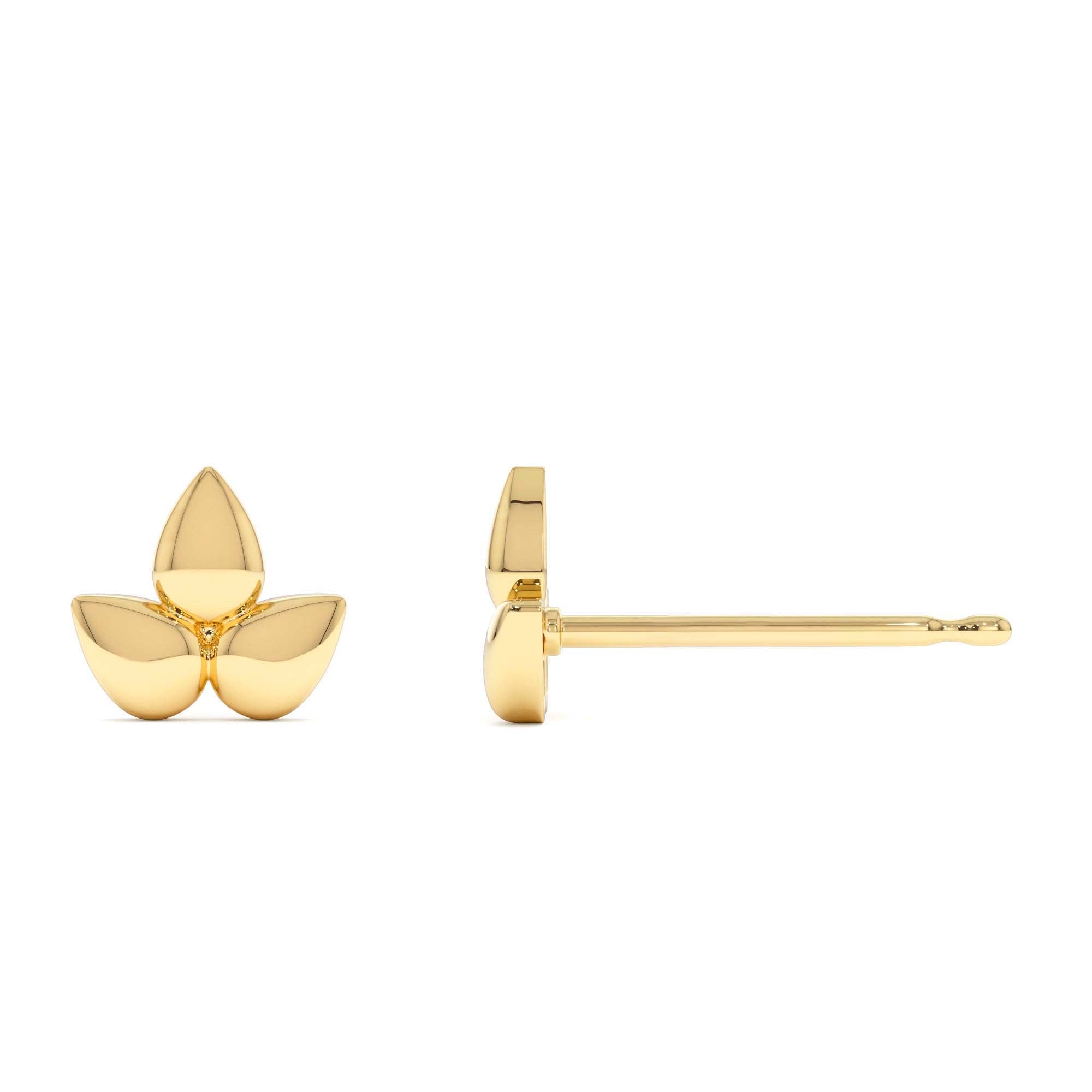 14K Trio Petal Stud Earrings - view 4