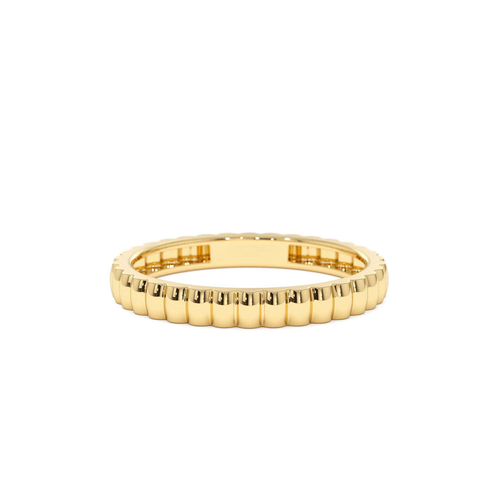 14K 2.5MM Ribbed Gold Band by Orlina Fine