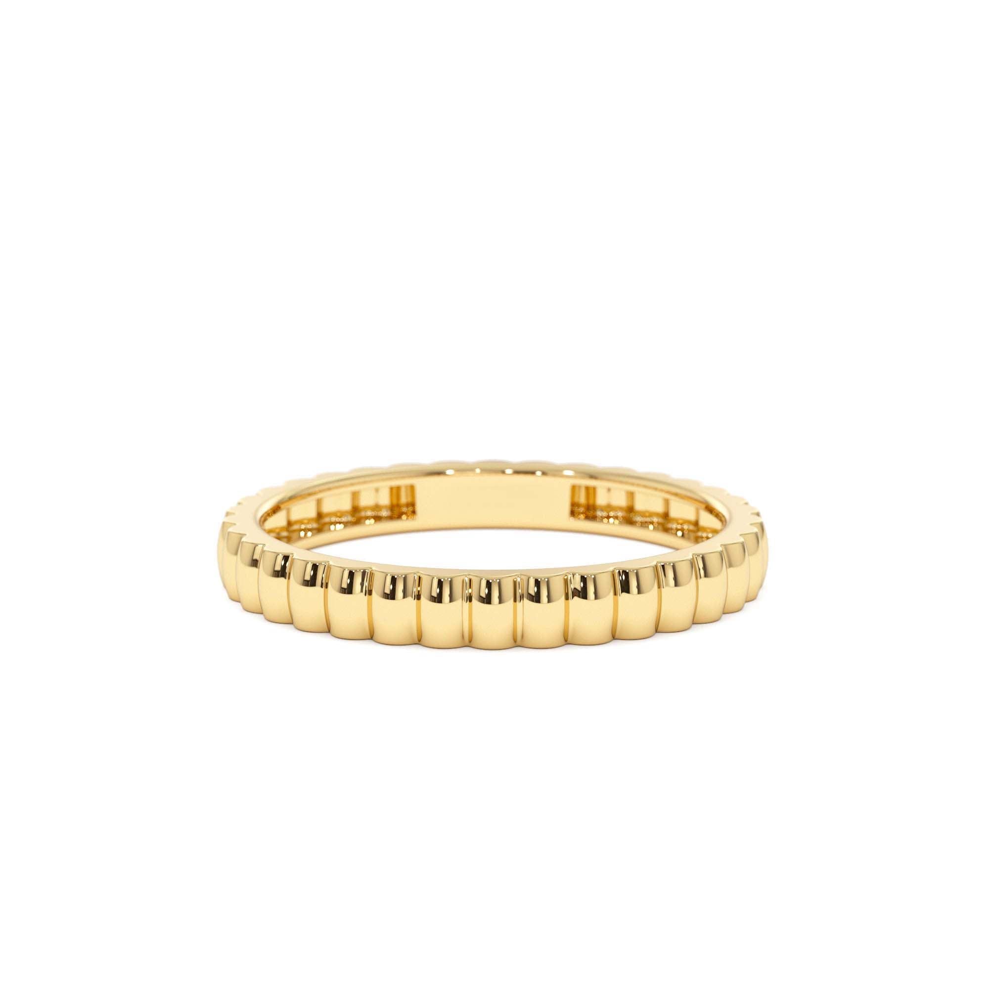 14K 2.5MM Ribbed Gold Band by Orlina Fine