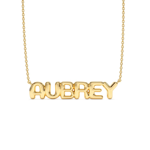14K Bubble Name Necklace by Orlina Fine