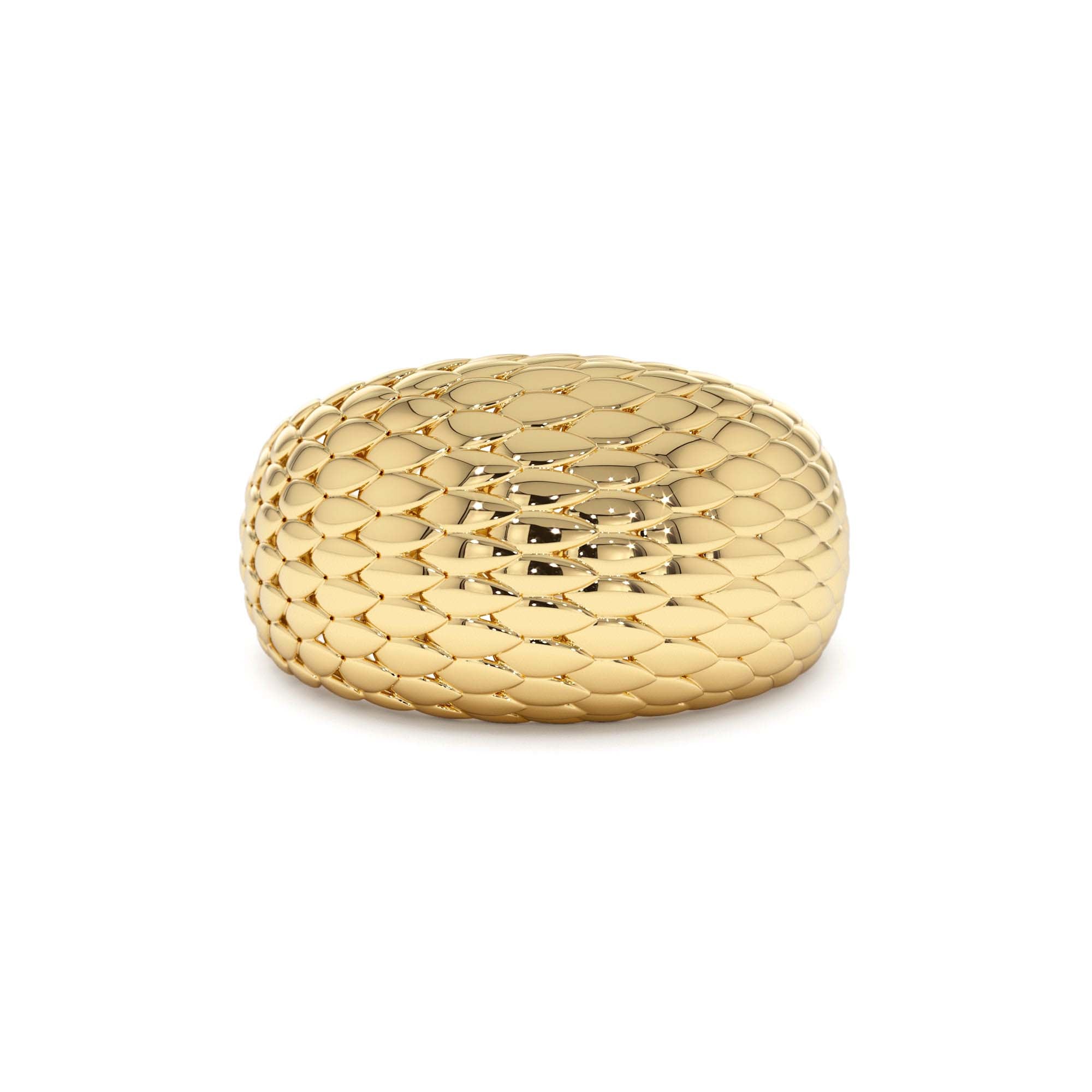 14K Chunky Snake Skin Texture Ring by Orlina Fine