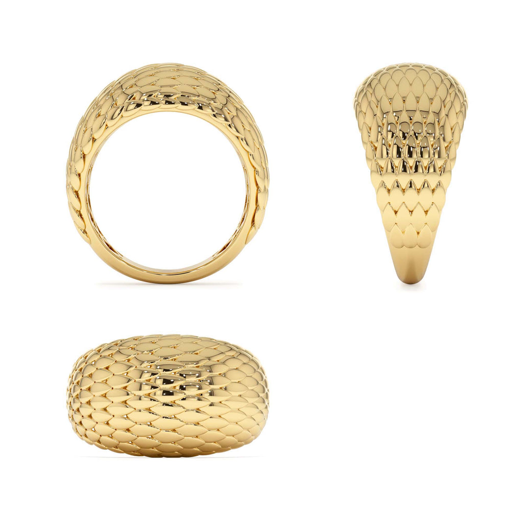 14K Chunky Snake Skin Texture Ring - view 5
