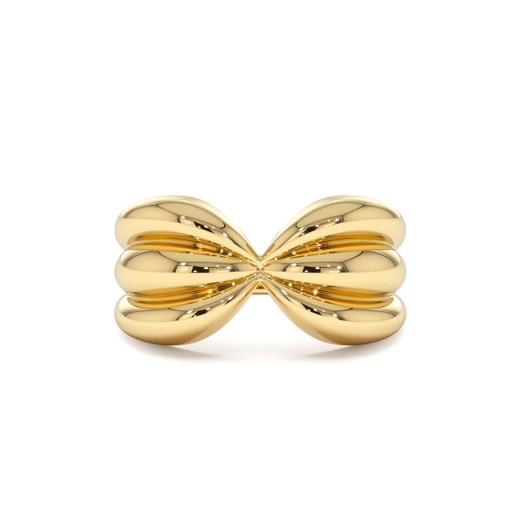 14Kt Bold 10mm Sculpted Dome Ring by Orlina Fine