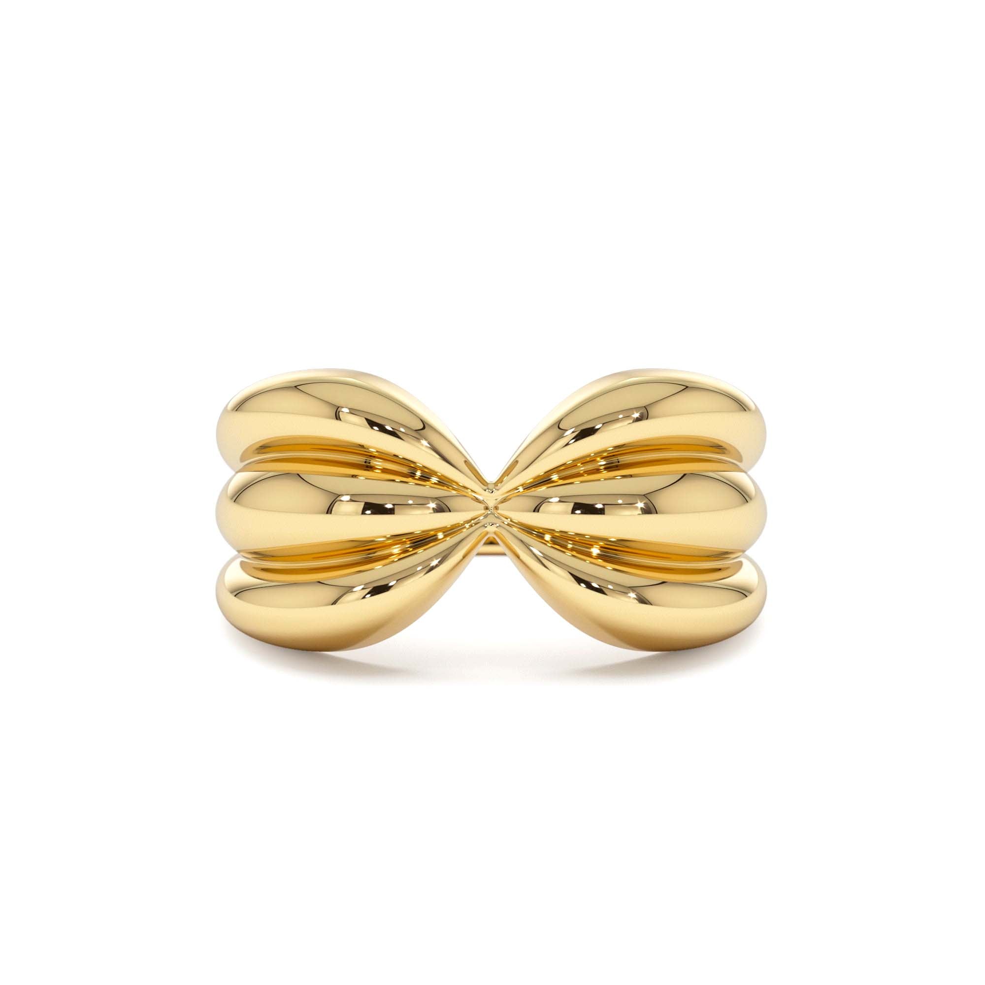 14Kt Bold 10mm Sculpted Dome Ring by Orlina Fine