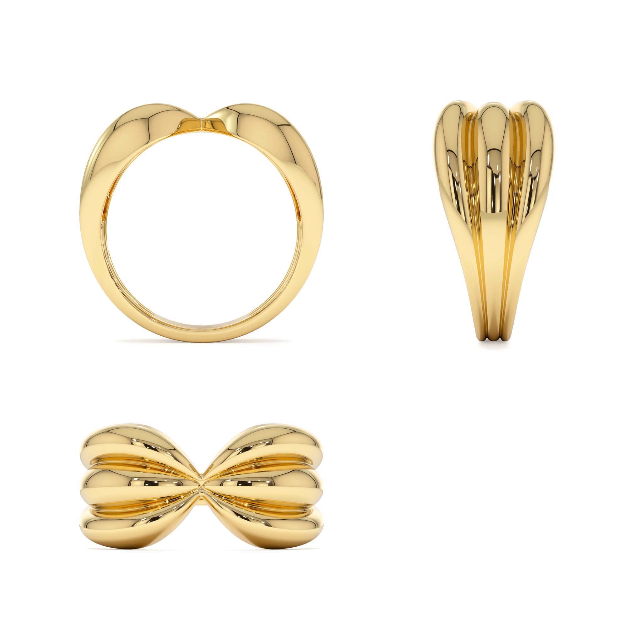 14Kt Bold 10mm Sculpted Dome Ring - view 5