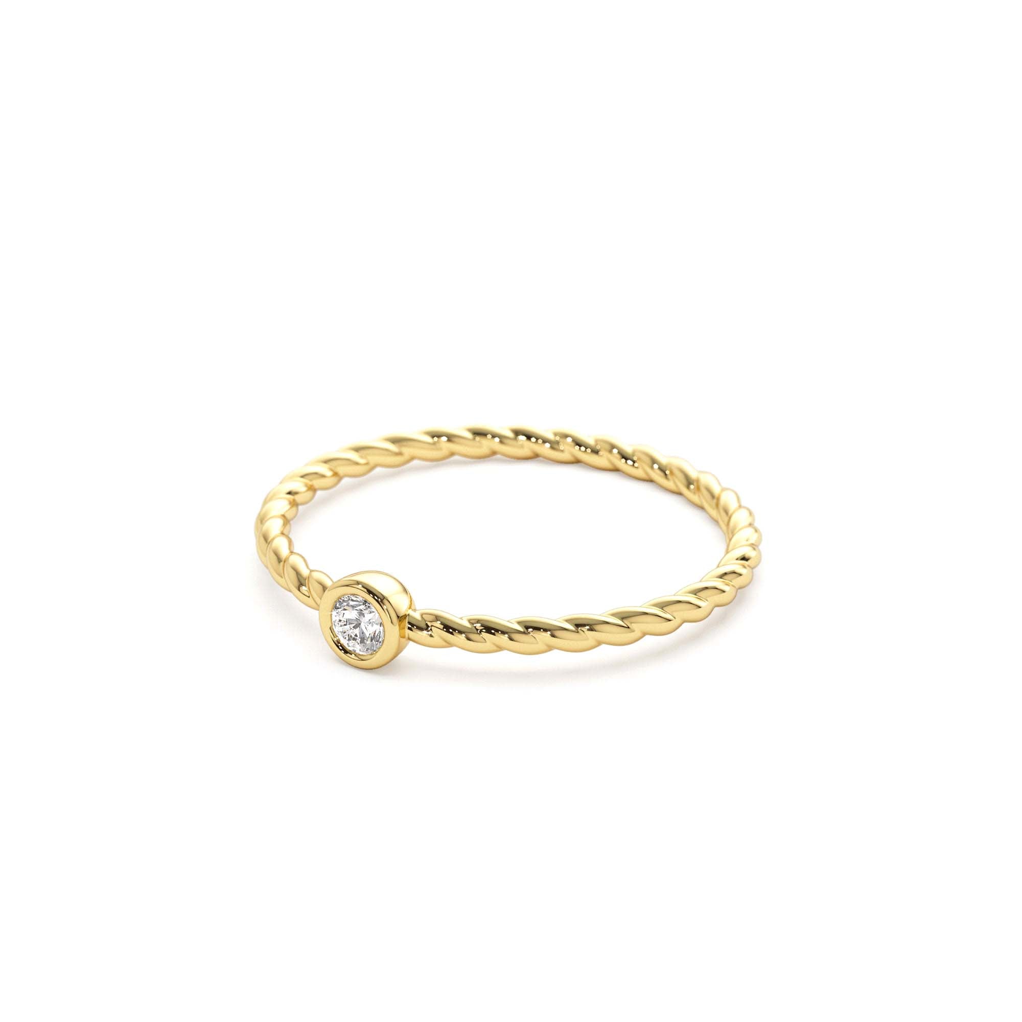 14K Diamond Bezel Twisted Engagement Ring - view 4