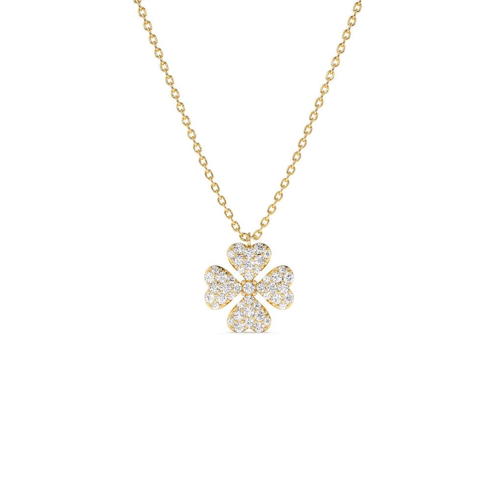 14K Gold Diamond Clover Necklace by Orlina Fine