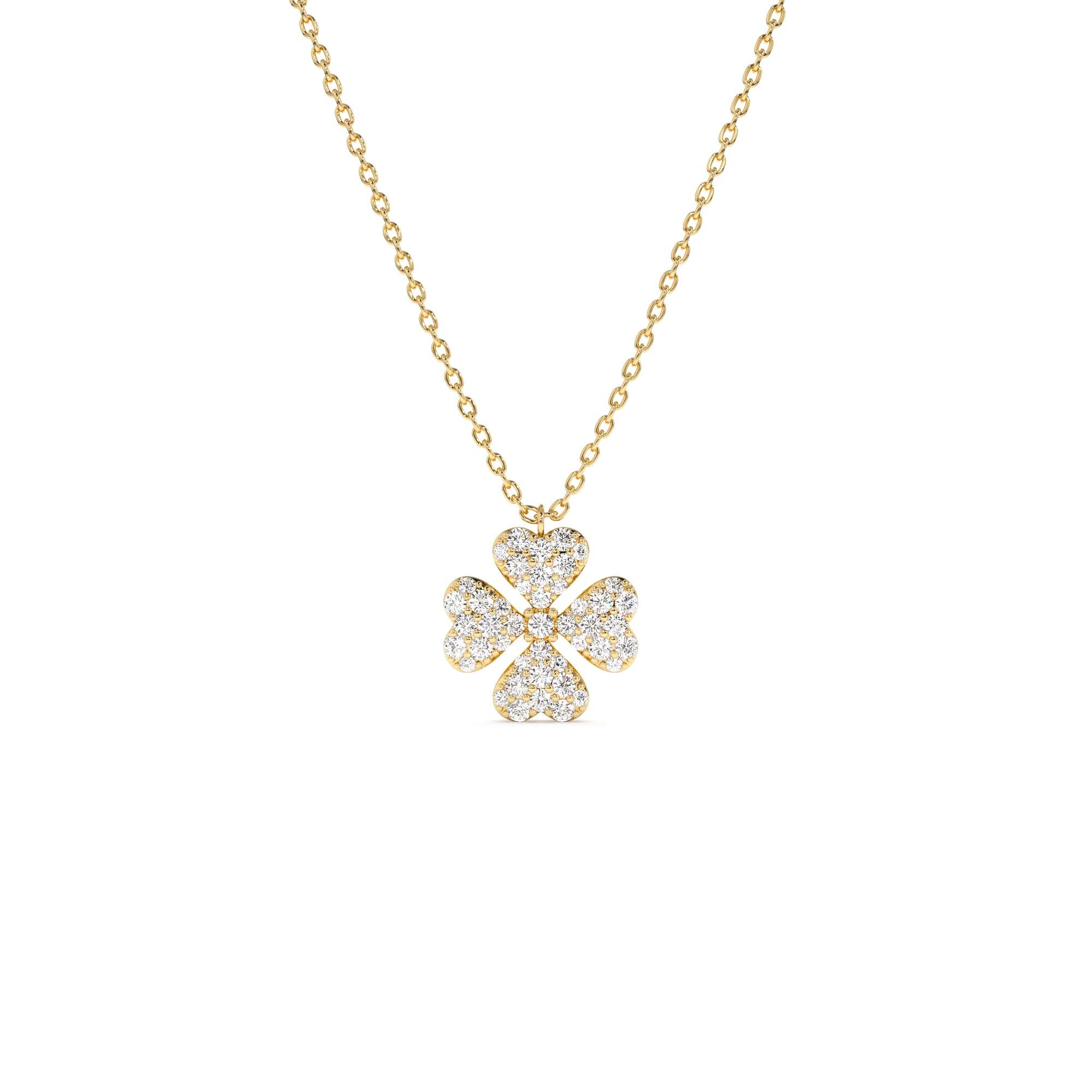 14K Gold Diamond Clover Necklace by Orlina Fine