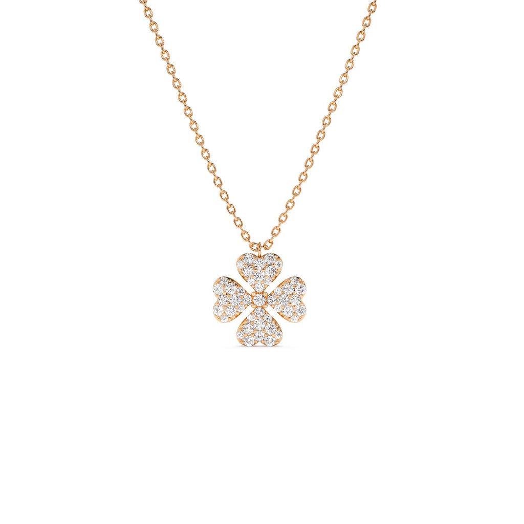 14K Gold Diamond Clover Necklace - view 2