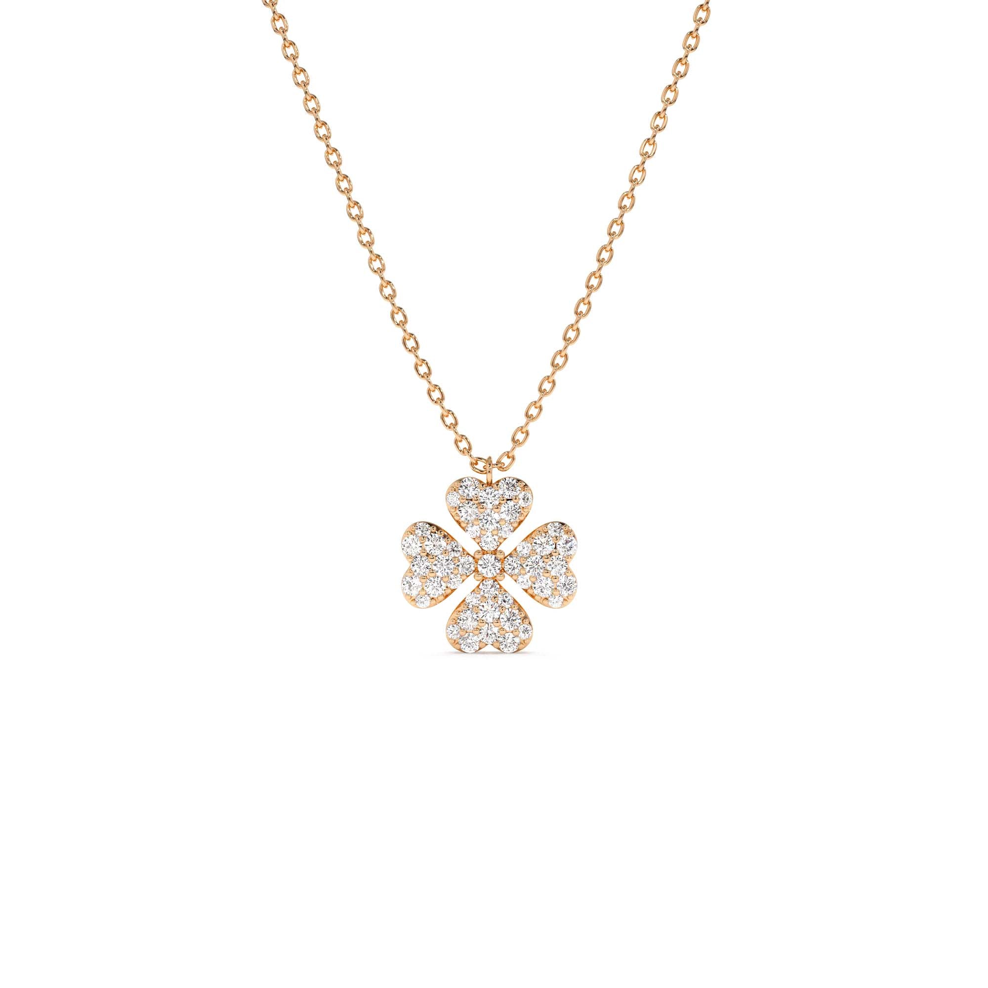 14K Gold Diamond Clover Necklace - view 2