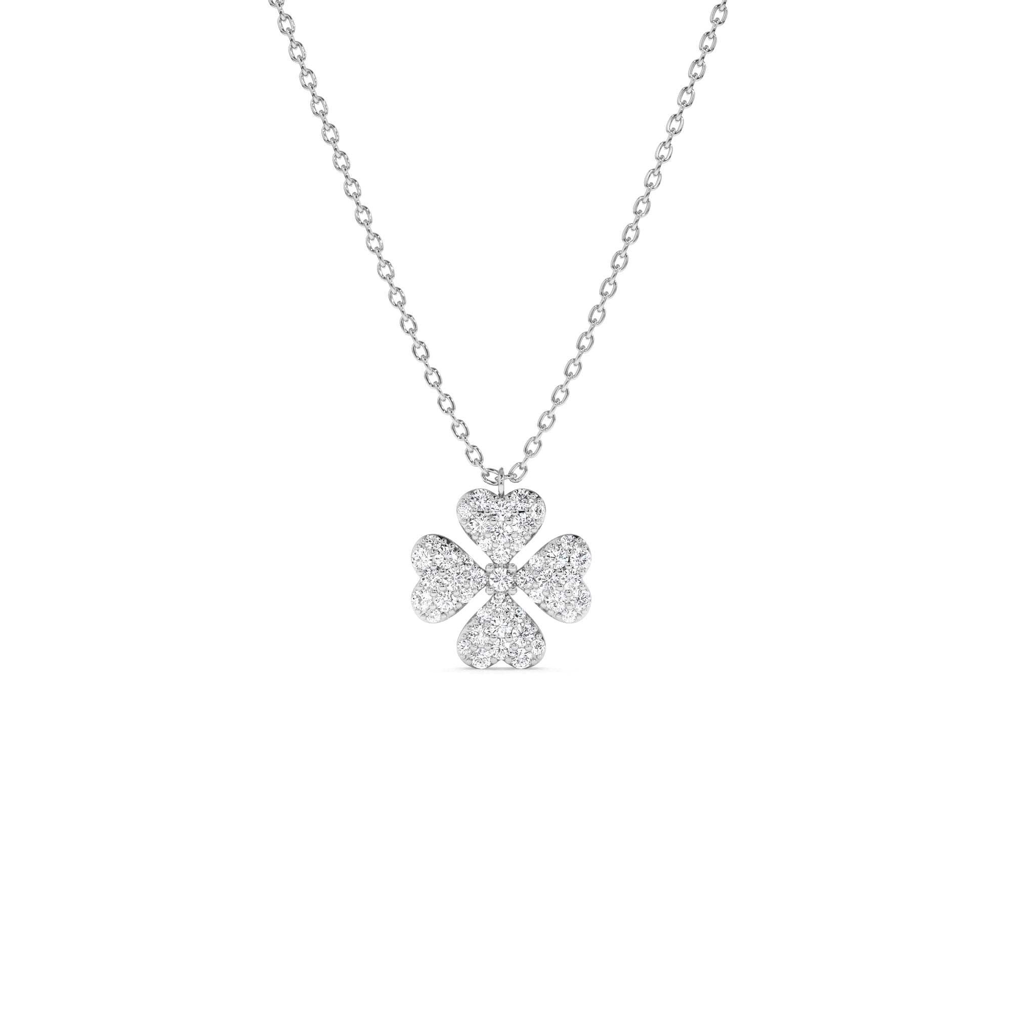 14K Gold Diamond Clover Necklace - view 3