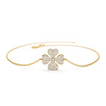 14K Diamond Clover Charm Bracelet by Orlina Fine