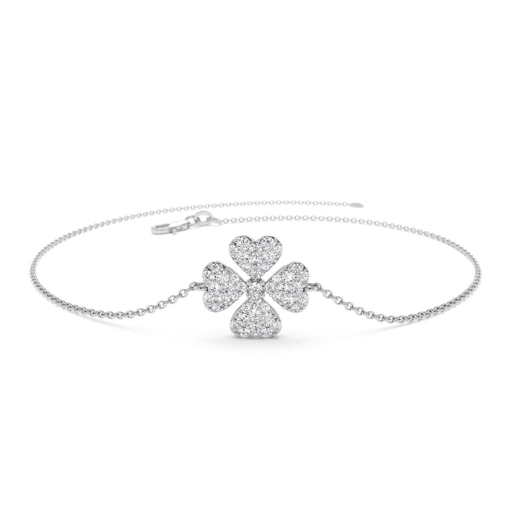 14K Diamond Clover Charm Bracelet - view 3