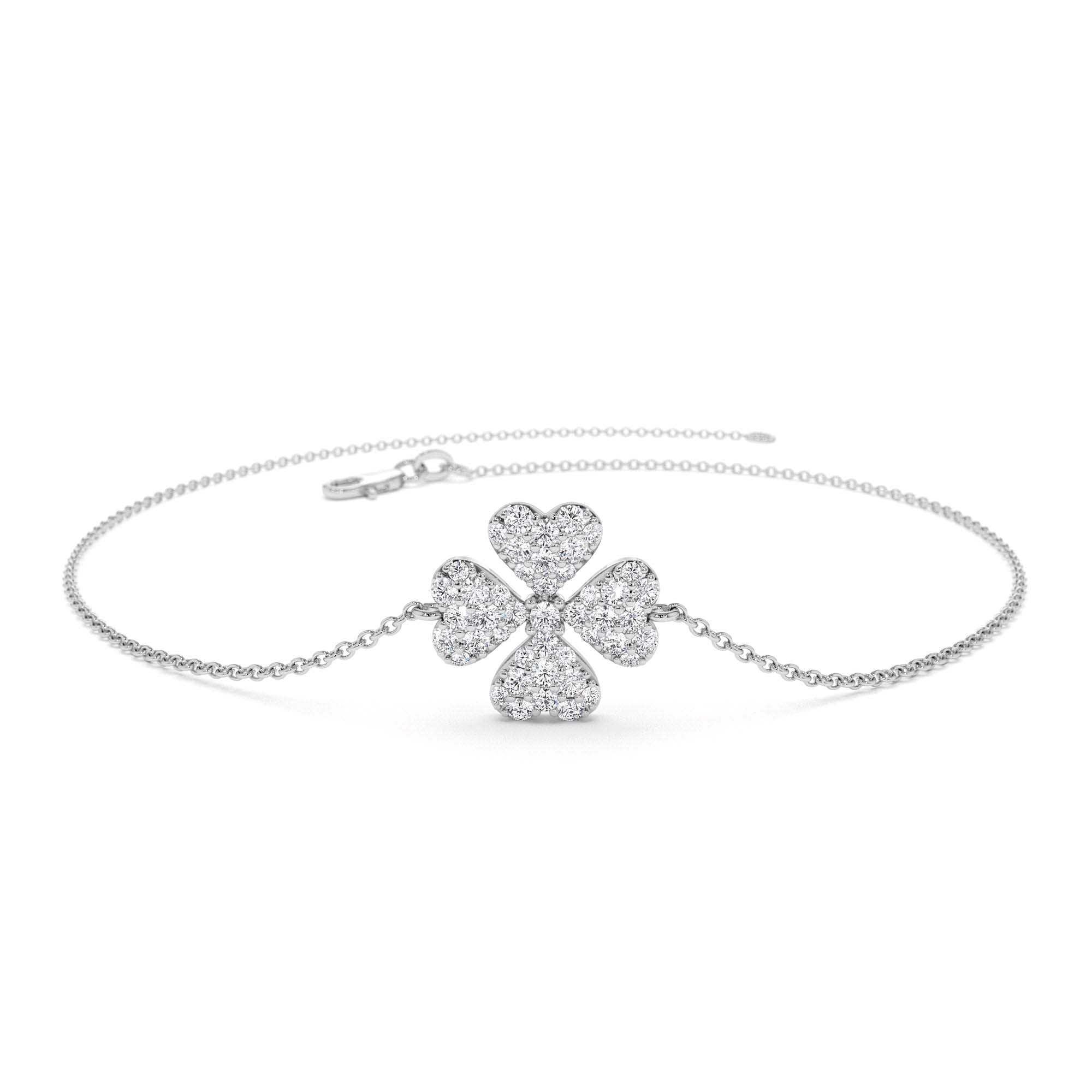 14K Diamond Clover Charm Bracelet - view 3