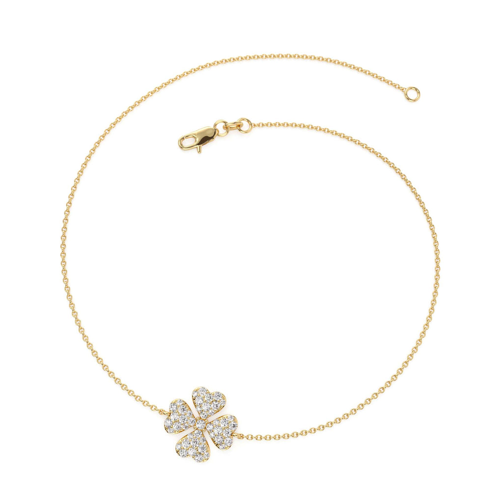 14K Diamond Clover Charm Bracelet - view 4