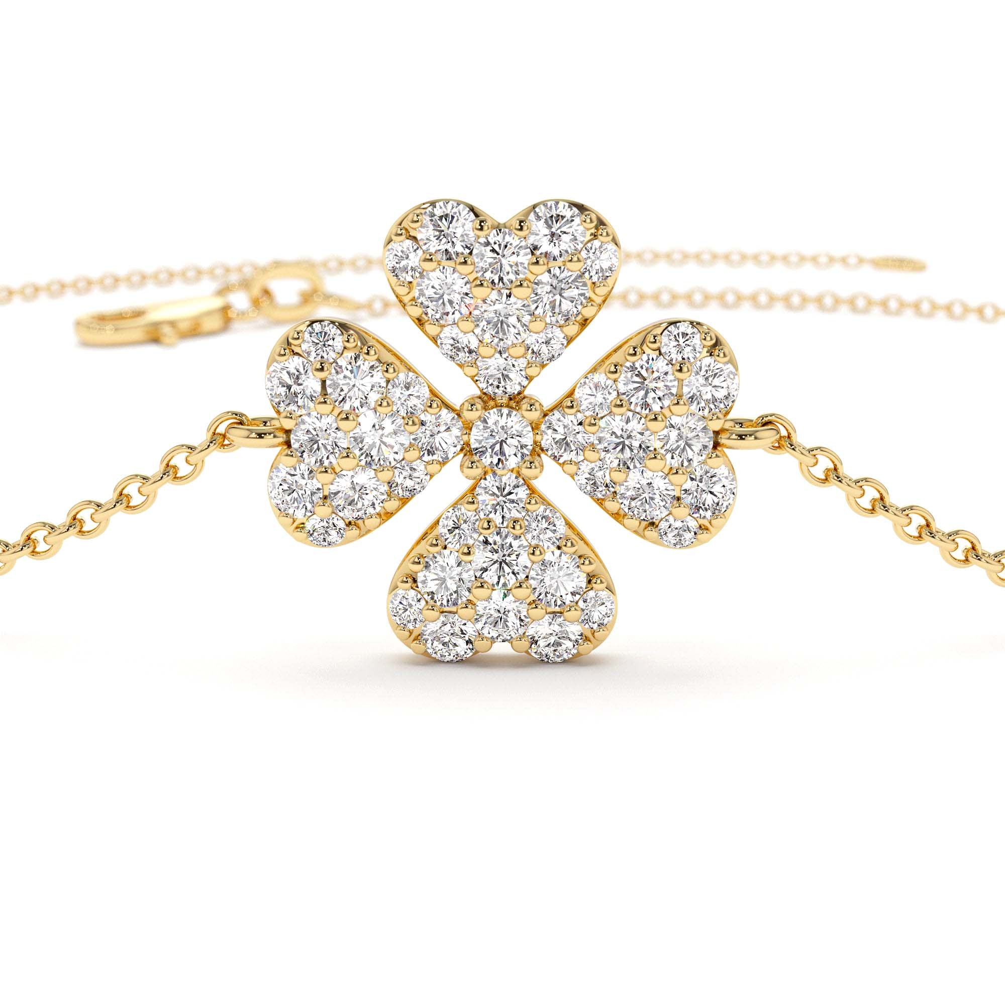 14K Diamond Clover Charm Bracelet - view 5