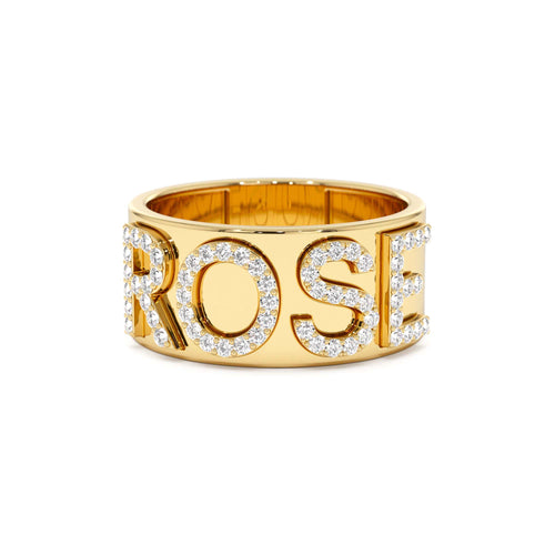 14K Chunky Diamond Name Band by Orlina Fine