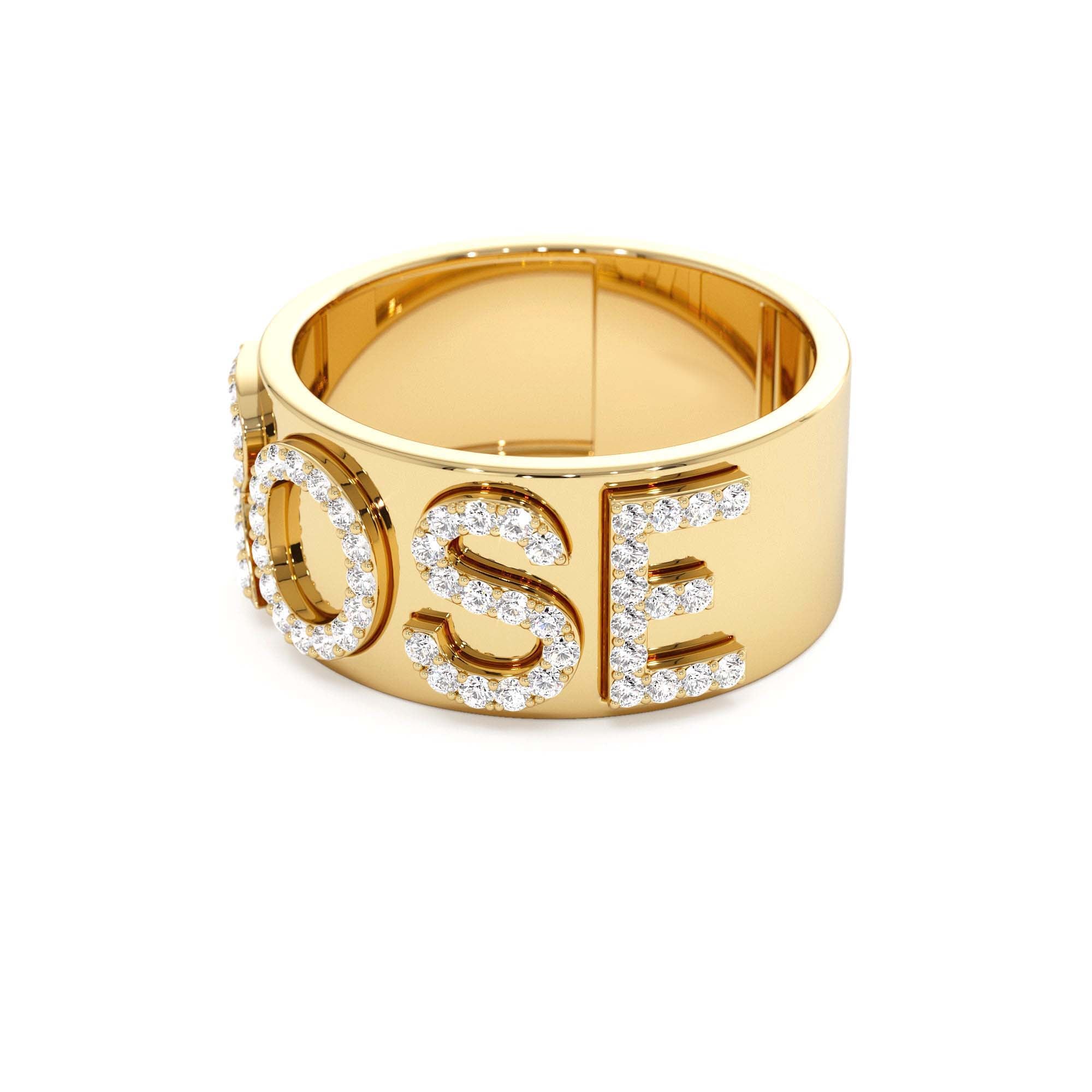 14K Chunky Diamond Name Band - view 4