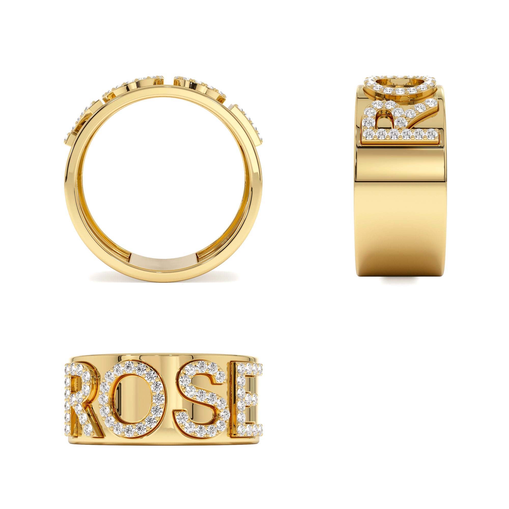 14K Chunky Diamond Name Band - view 5