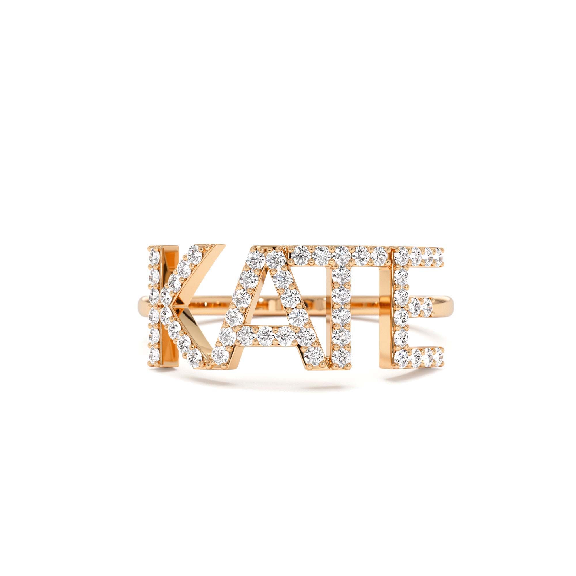 14K Diamond Personalized Name Ring - view 2