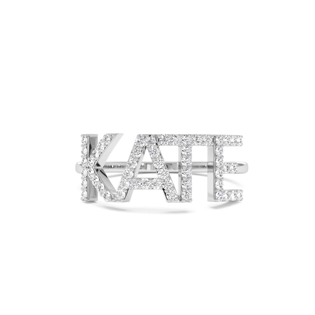 14K Diamond Personalized Name Ring - view 3
