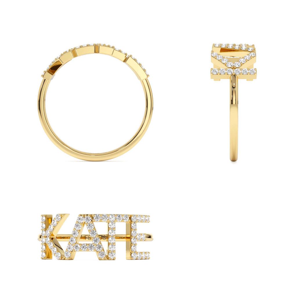 14K Diamond Personalized Name Ring - view 5
