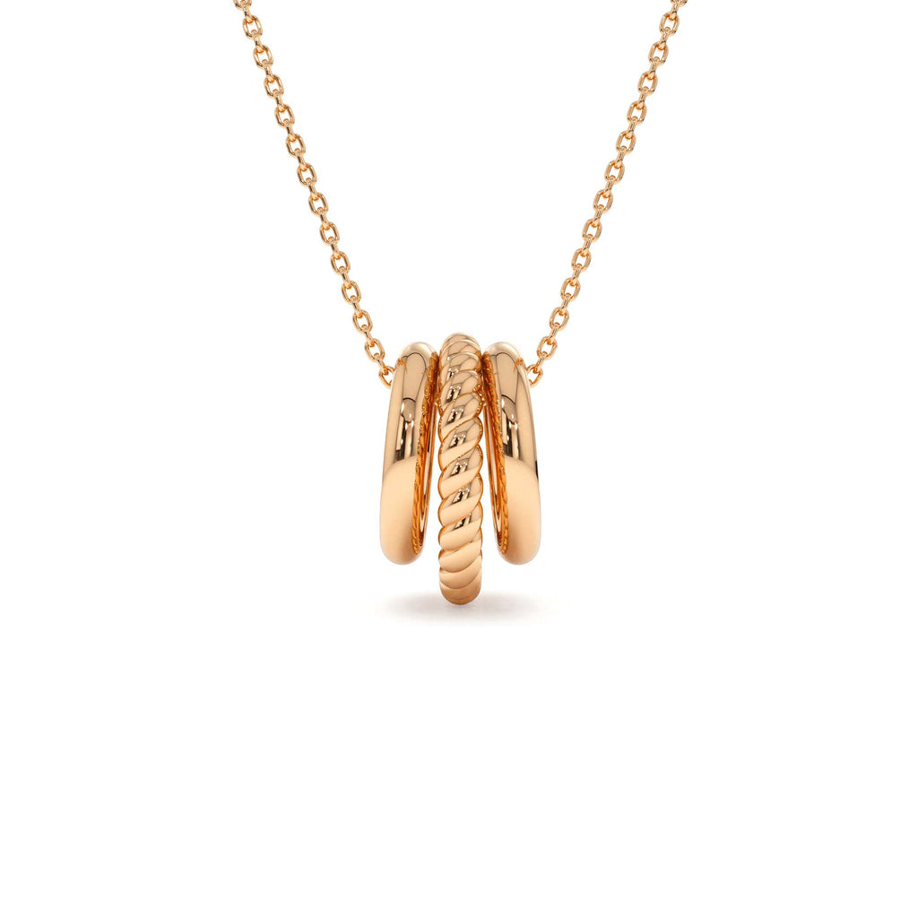14K Three Ring Eternity Circle Necklace - view 2