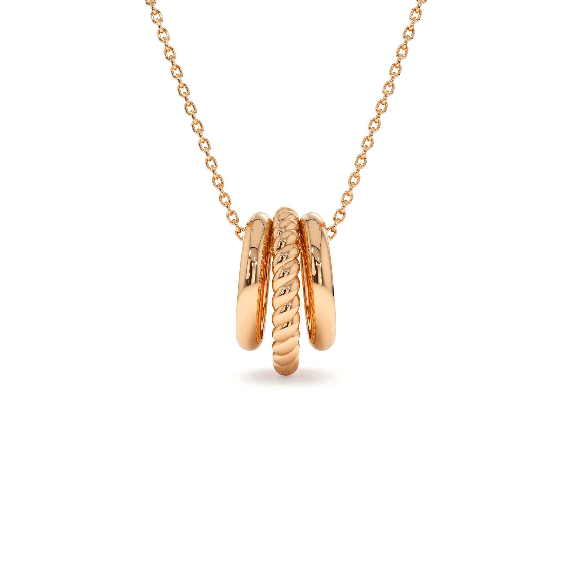 14K Three Ring Eternity Circle Necklace - view 2