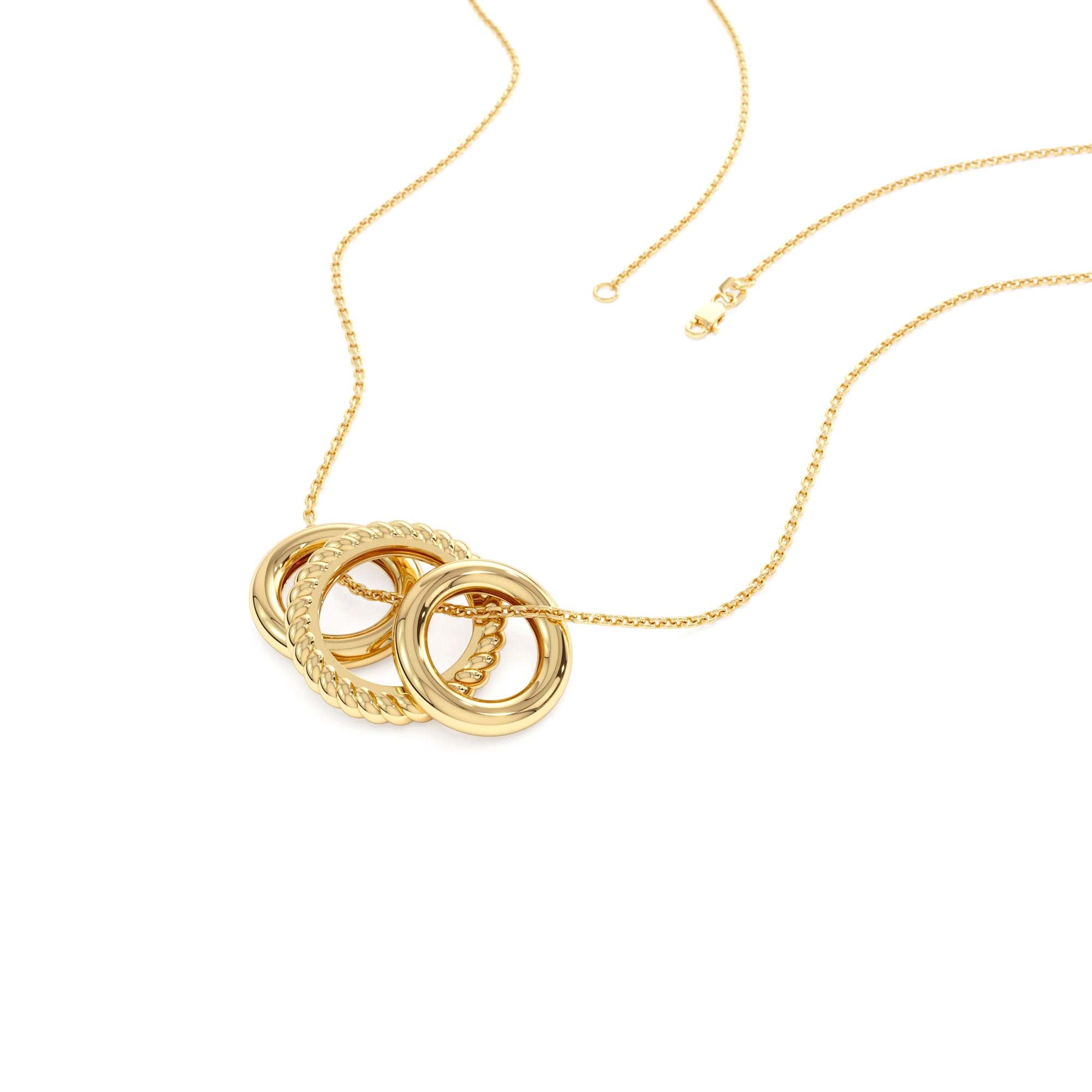 14K Three Ring Eternity Circle Necklace - view 4