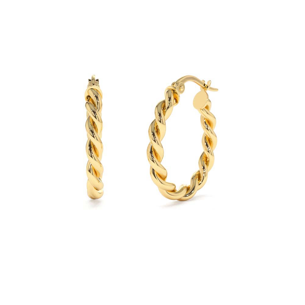 14K Twist Rope Earrings 20MM by Orlina Fine