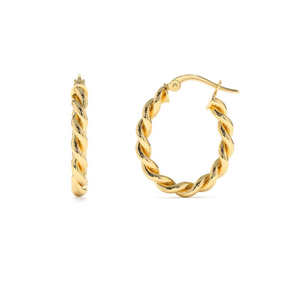 14K Twist Rope Earrings 20MM - view 2