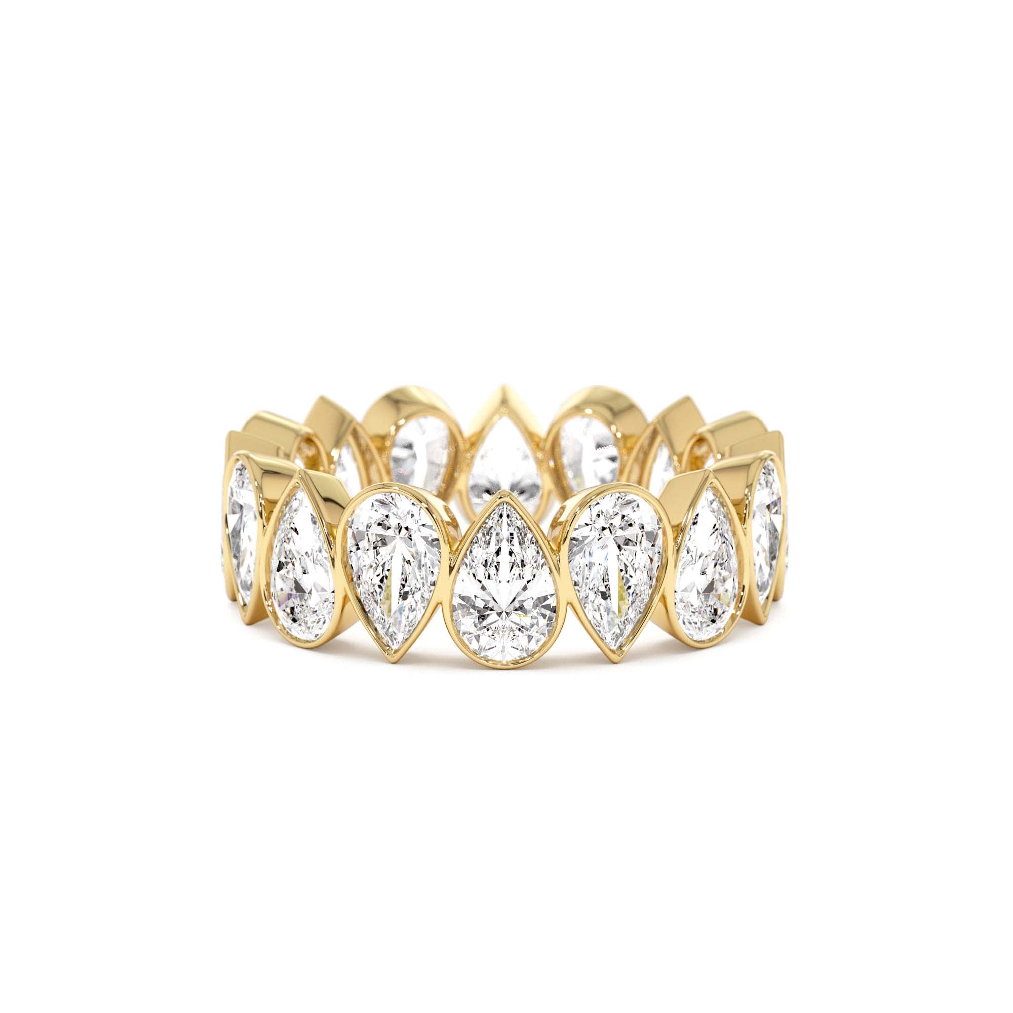 3.15 ctw 14k Bezel Setting Pear Shaped Lab Grown Diamond Eternity Ring by Orlina Fine