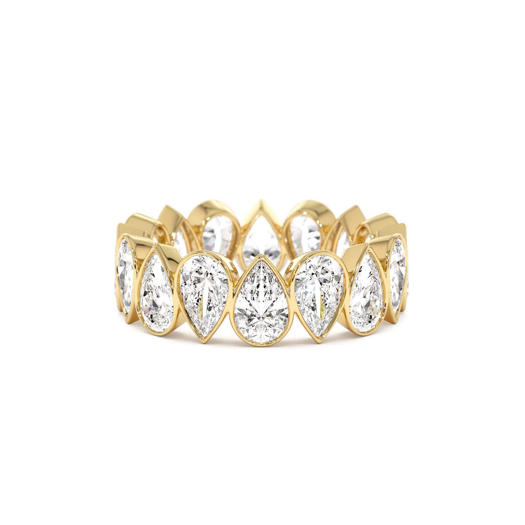 3.15 CTW 14K Bezel Setting Pear Shaped Lab Grown Diamond Eternity Ring by Orlina Fine