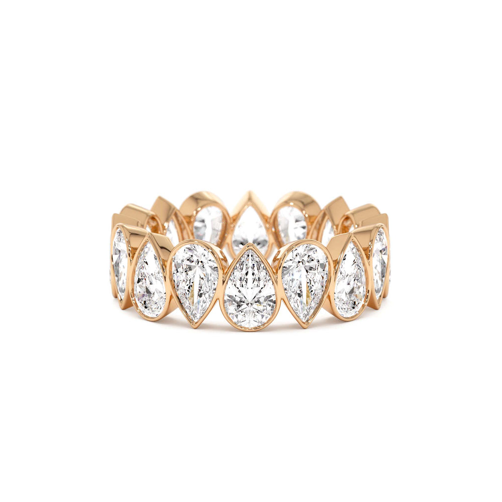 3.15 CTW 14K Bezel Setting Pear Shaped Lab Grown Diamond Eternity Ring - view 2