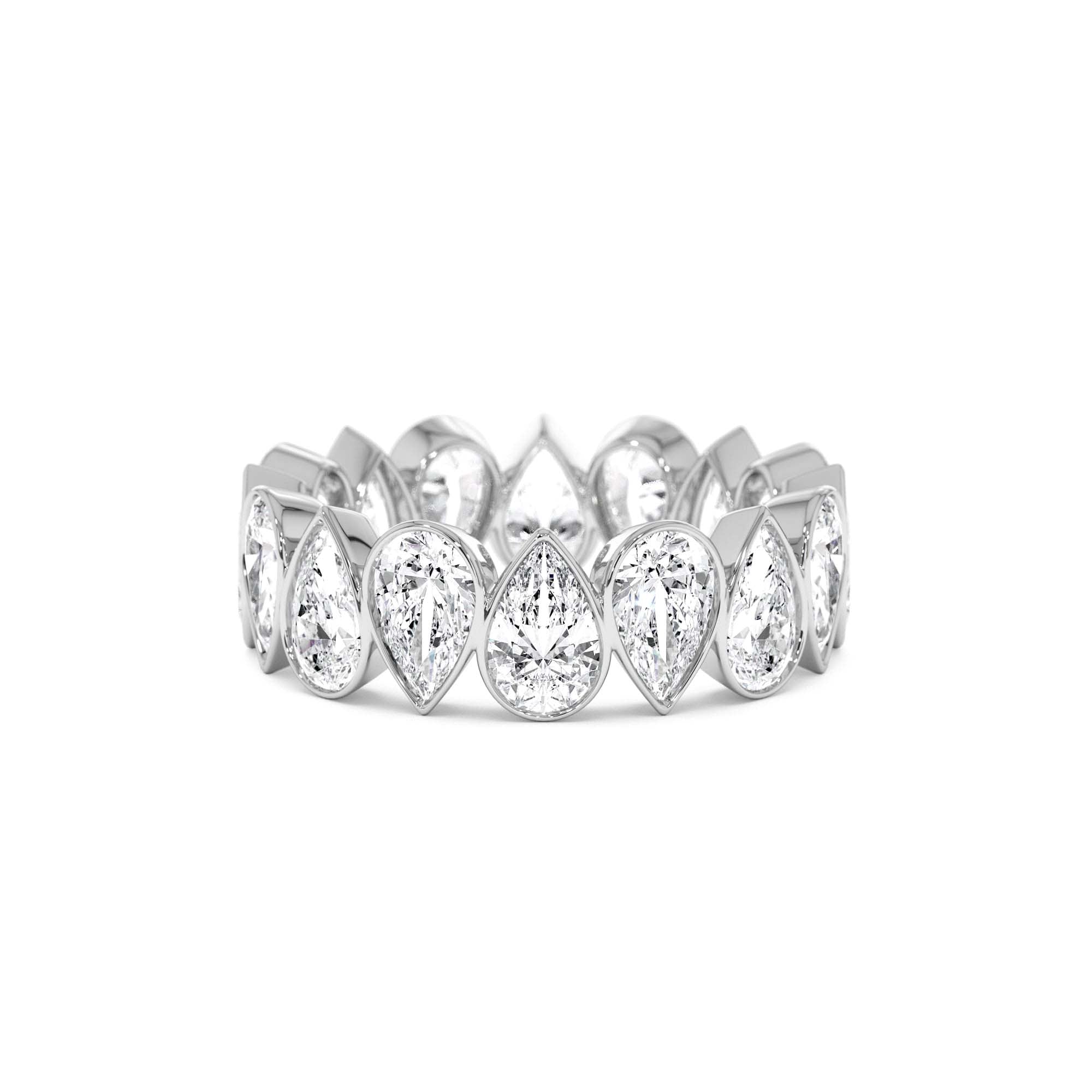 3.15 ctw 14k Bezel Setting Pear Shaped Lab Grown Diamond Eternity Ring - view 3
