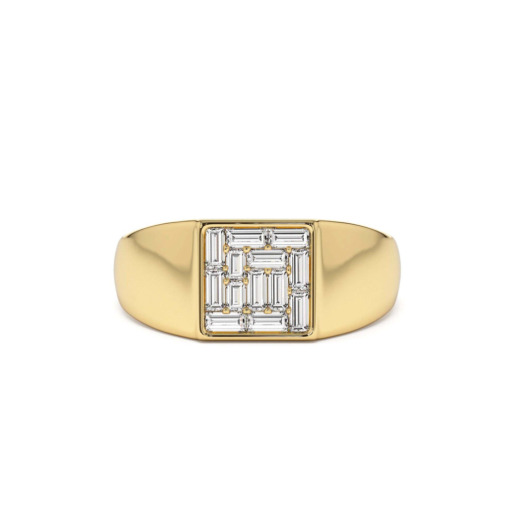 14k Square Illusion Setting Baguette Pinky Ring by Orlina Fine
