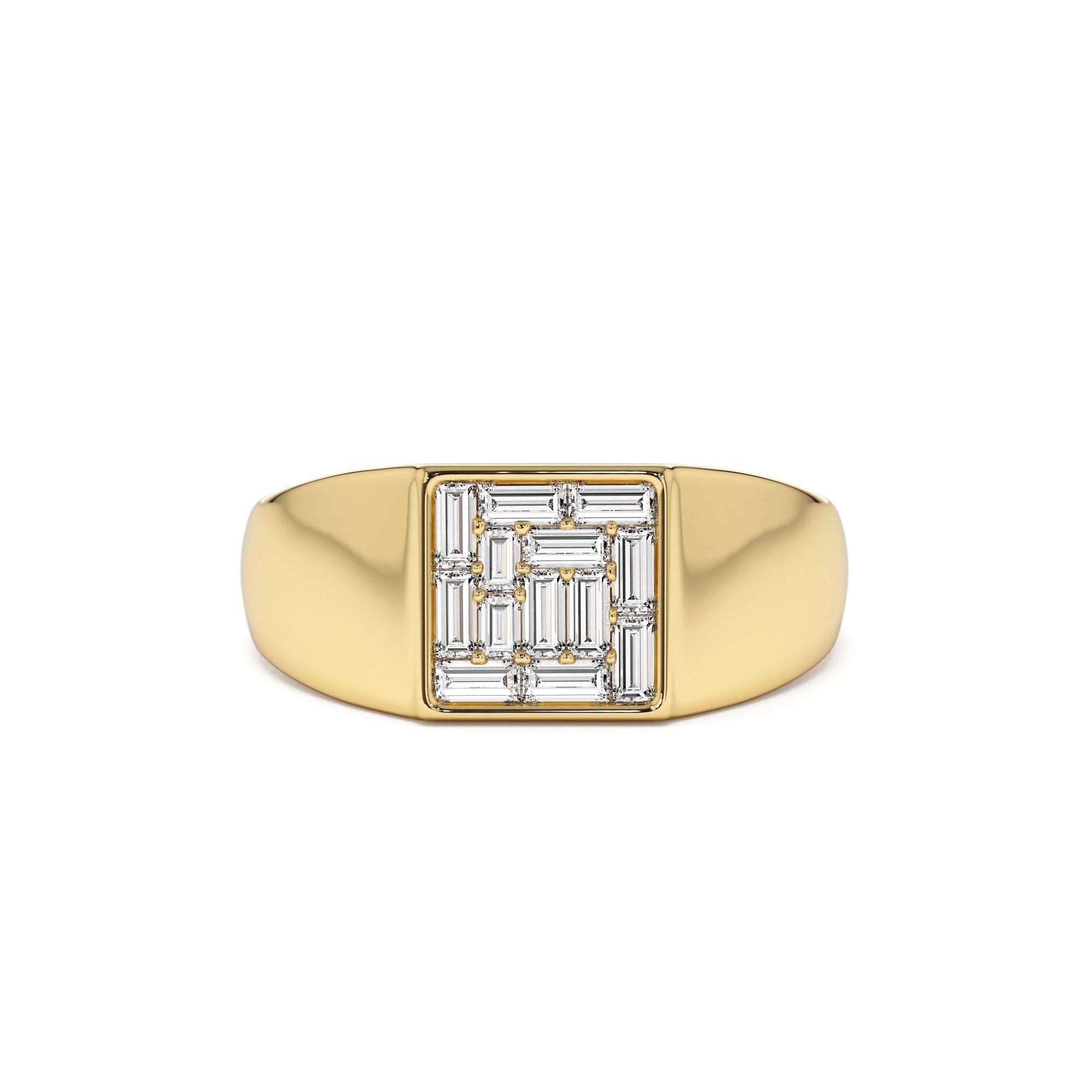 14k Square Illusion Setting Baguette Pinky Ring by Orlina Fine