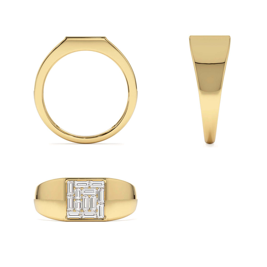 14k Square Illusion Setting Baguette Pinky Ring - view 5