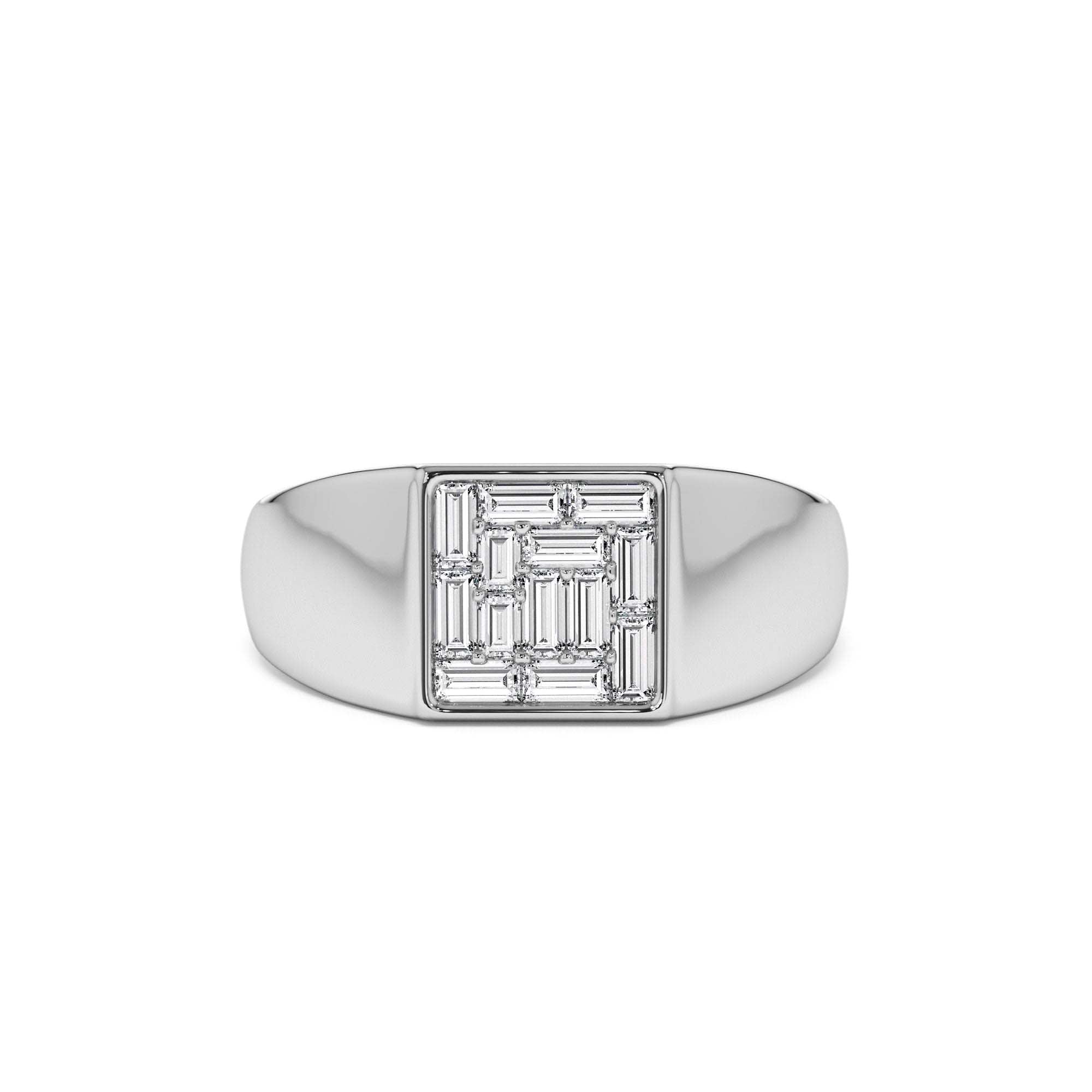 14k Square Illusion Setting Baguette Pinky Ring - view 2