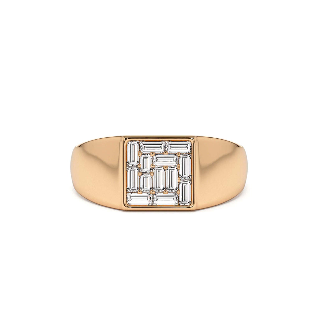 14k Square Illusion Setting Baguette Pinky Ring - view 3