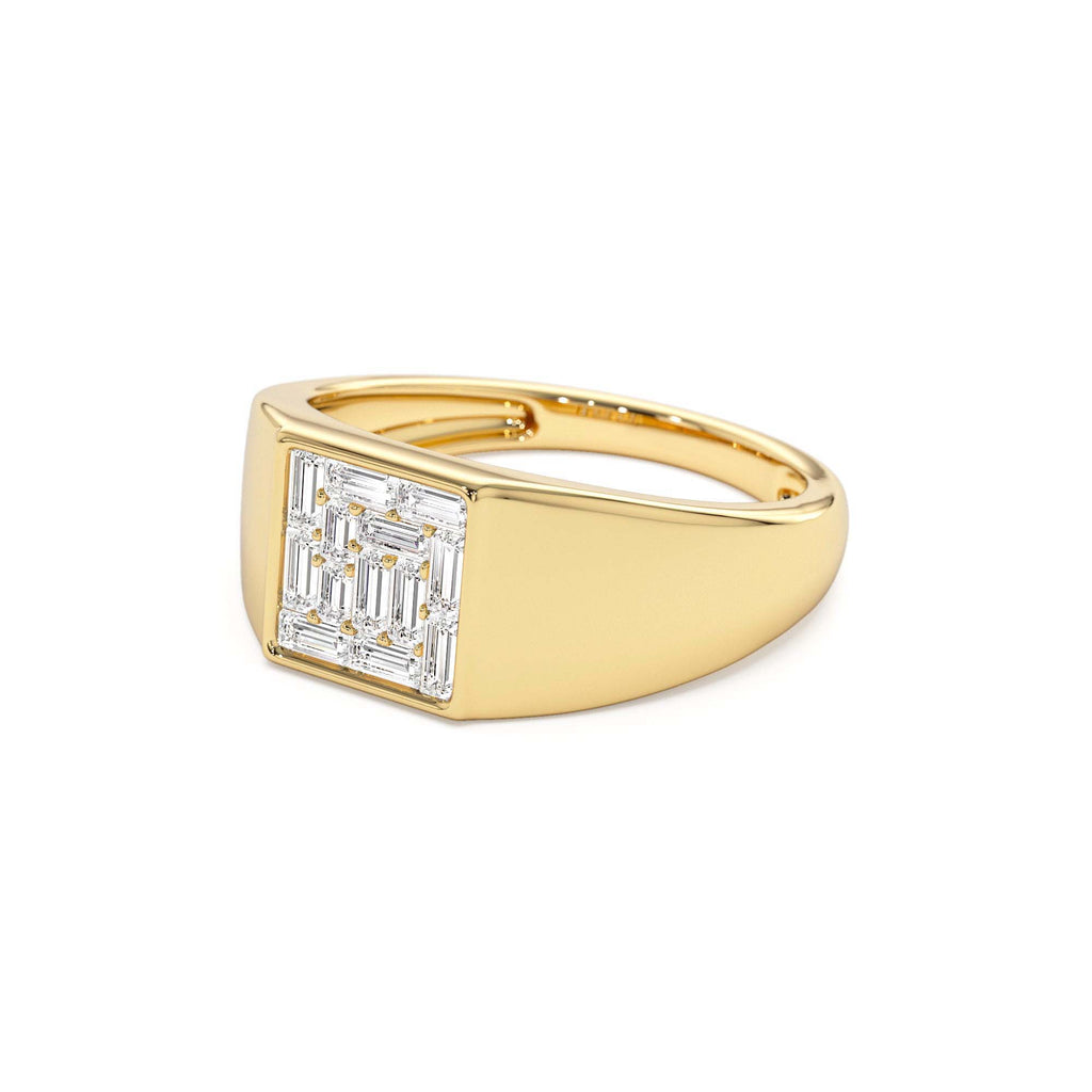 14k Square Illusion Setting Baguette Pinky Ring - view 4