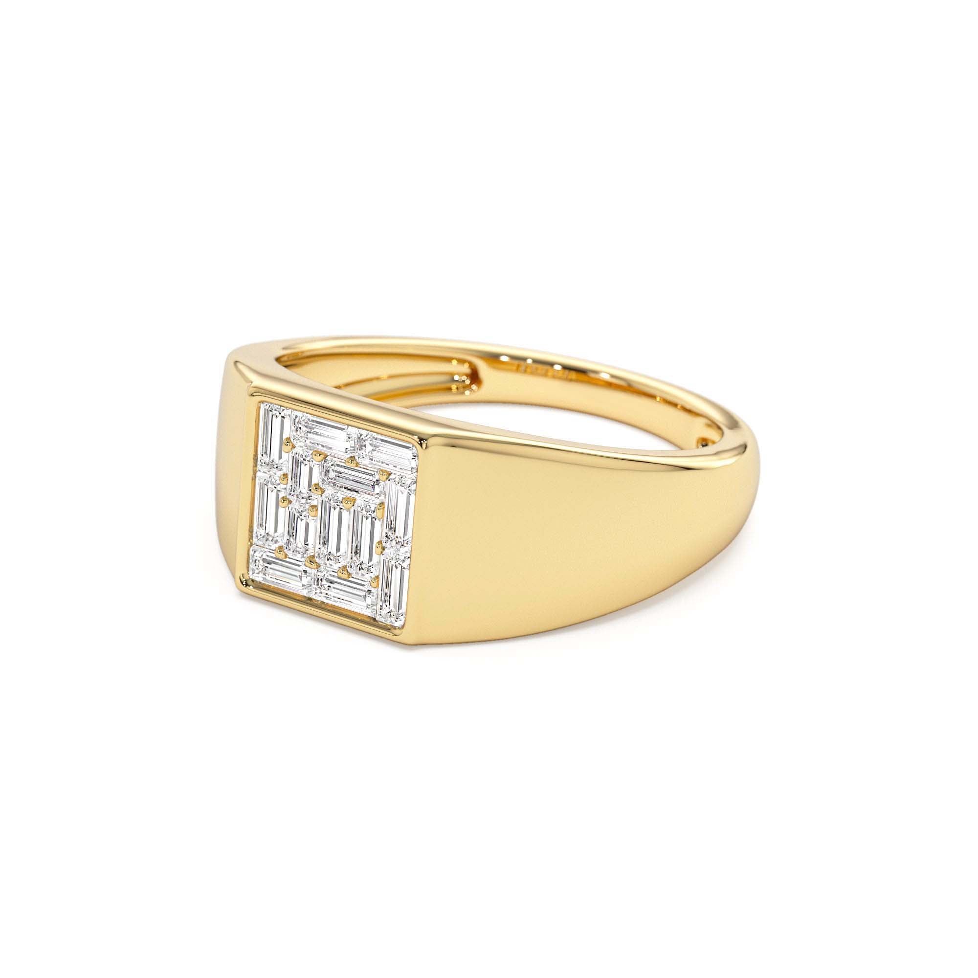 14k Square Illusion Setting Baguette Pinky Ring - view 4