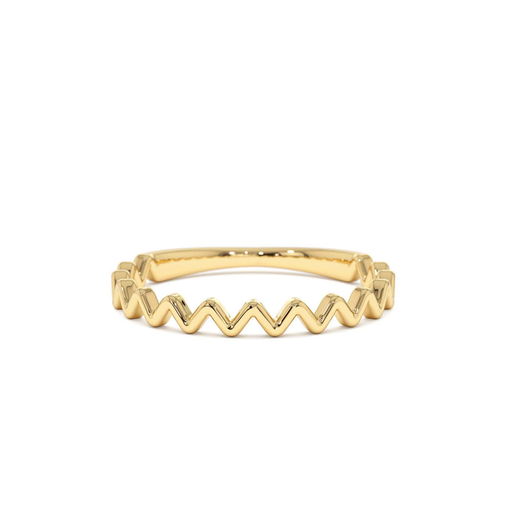 14K High and Low Zig Zag Ring by Orlina Fine
